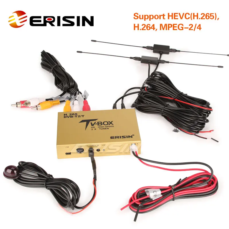 Erisin ES338-KD автомобильный мобильный цифровой HDTV DVB-T2 приемник HEVC H.265 H.264 HDMI USB для ES75XX серии ES76XX