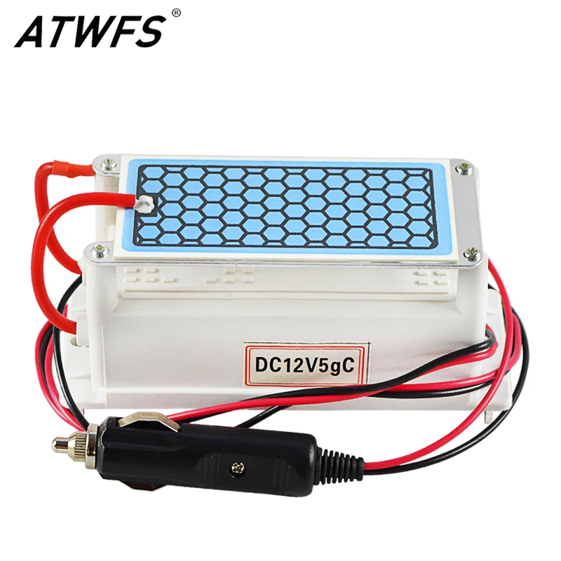 Atwfs высокое качество 5 г генератора озона DC12V автомобиля Воздухоочистители стерилизатор озона Керамика плиты стерилизатор Озон Фильтр долгий срок службы