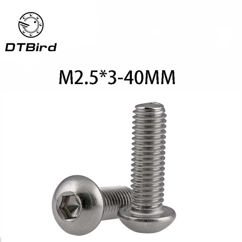 M2.5 ISO7380 304 круглая головка из нержавеющей стали винты с шестигранной головкой * 3 40