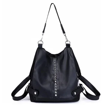 

Pu Popular Solid Color Soft Rivet Bag Fashion Simple Popular Girl Small Backpack