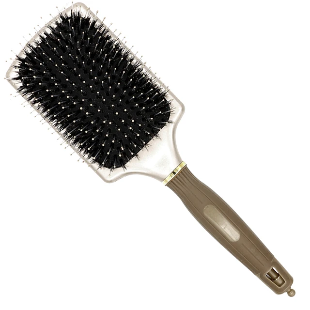 Free Shipping Square Paddle Brush In Gold Boar Bristle Hair Brush With