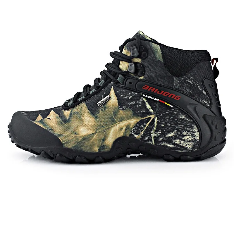2018 большой размер 40 46 Пеший Туризм обувь Водонепроницаемый Camoufalge High cut широкие (c d