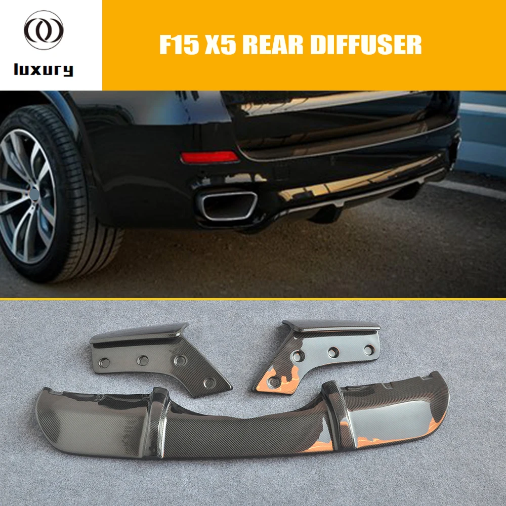 

F15 X5 Carbon Fiber Rear Bumper Diffuser with Splitter Apron for BMW F15 X5 M-tech M-sport Bumper Only 2014 UP