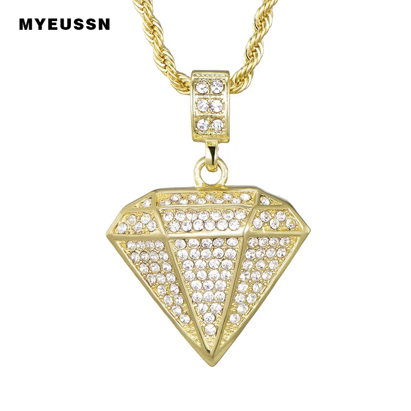 

Dimensional Triangle Pendant Sweater Chain Crystal Stone Three Dimensional Shape Of Bling Bling Necklace Hip Hop Necklace