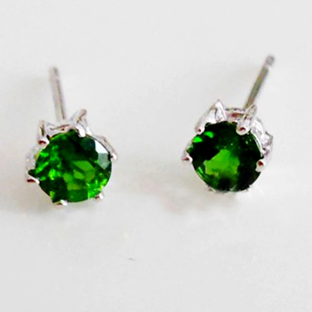 

Natural Russia Emerald 925 Sterling Silver green diopside Women earrings Jewelry gem Valentine gift Party Fast shipping