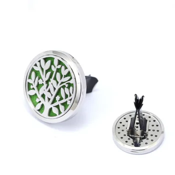 

2017 New 38mm Stainless Steel Tree Flower Round Aromatherapy/Essential Oil Diffuser Perfume Locket Clip for Car