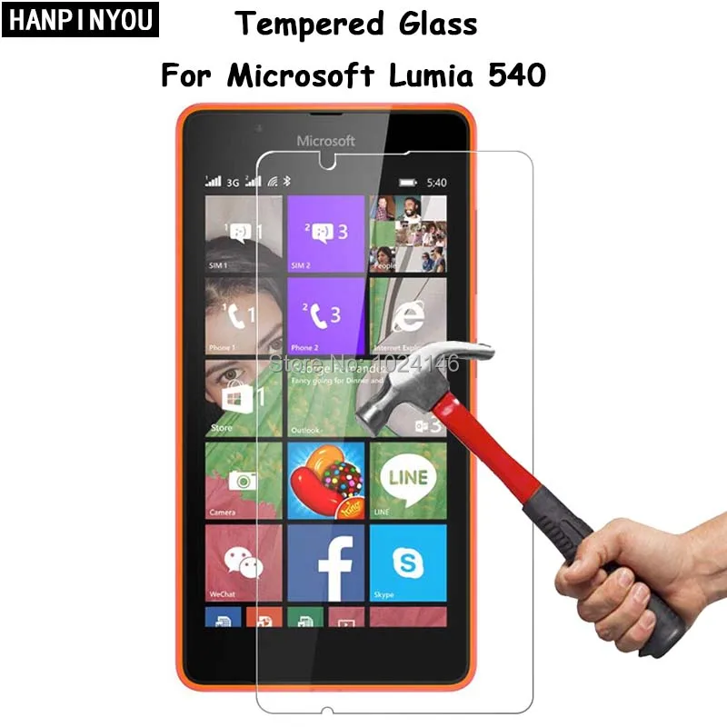 

For Microsoft Lumia 540 5.0" Clear Tempered Glass Screen Protector Ultra Thin Explosion-proof Protective Film + Cleaning Kit