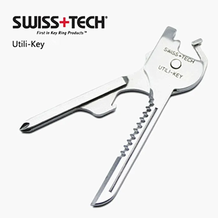 

50pcs/lot 6 in 1 Stainless Steel SWISS TECH Utili-Key Key Ring Chain Pocket Cutter Screwdriver MULTI-TOOL