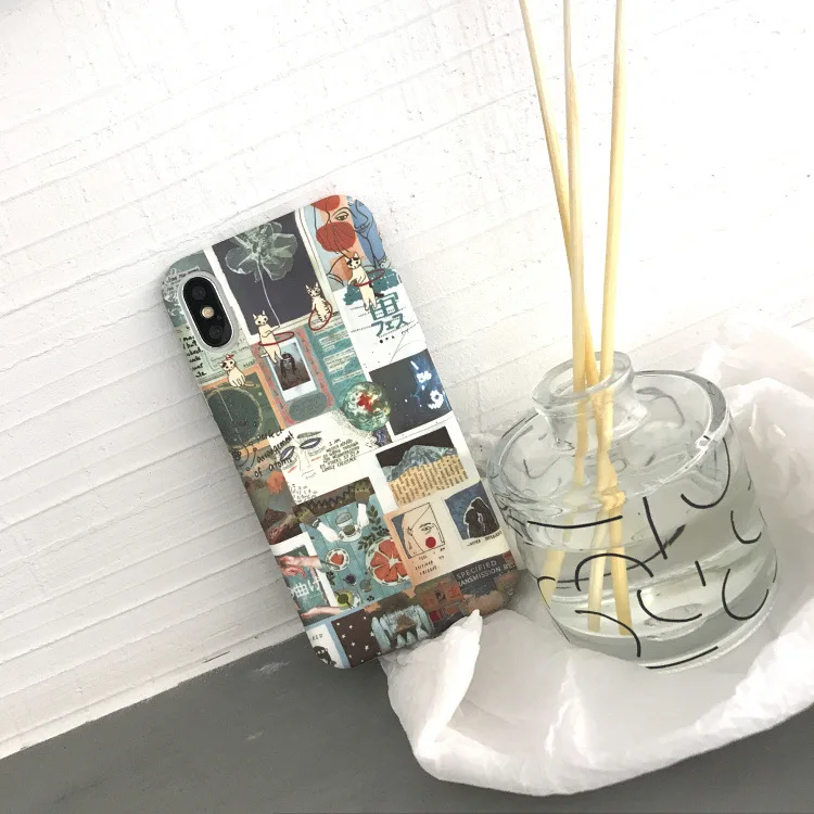 

Japan vintage style Phone Case for iPhone 6 6s 7 8 6Plus 7Plus 8Plus X XS XR XSMAX hard PC Frosted touch Water decals