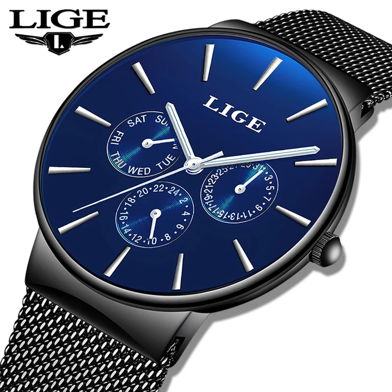 Мужские наручные часы reloj hombre повседневные кварцевые с сетчатым ремешком
