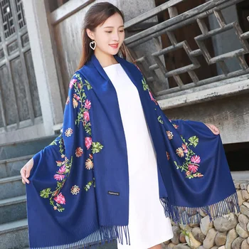 

200*70cm Women Print Blue big shawl cashmere shaw cashmere scarves with tassel lady winter warm scarf female party supplies