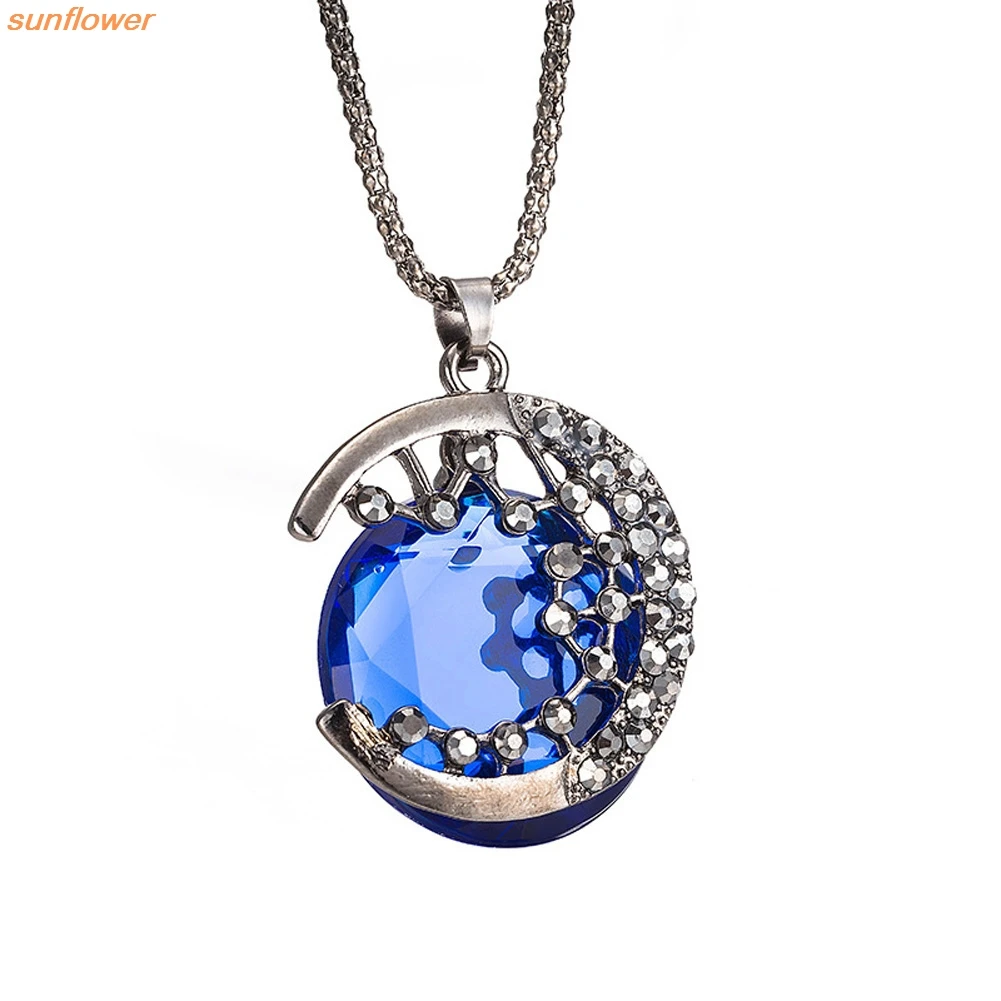 

Fashion Hollow Semicircle Crystal Snake Chain Necklace Long Sweater Chain Best Gift