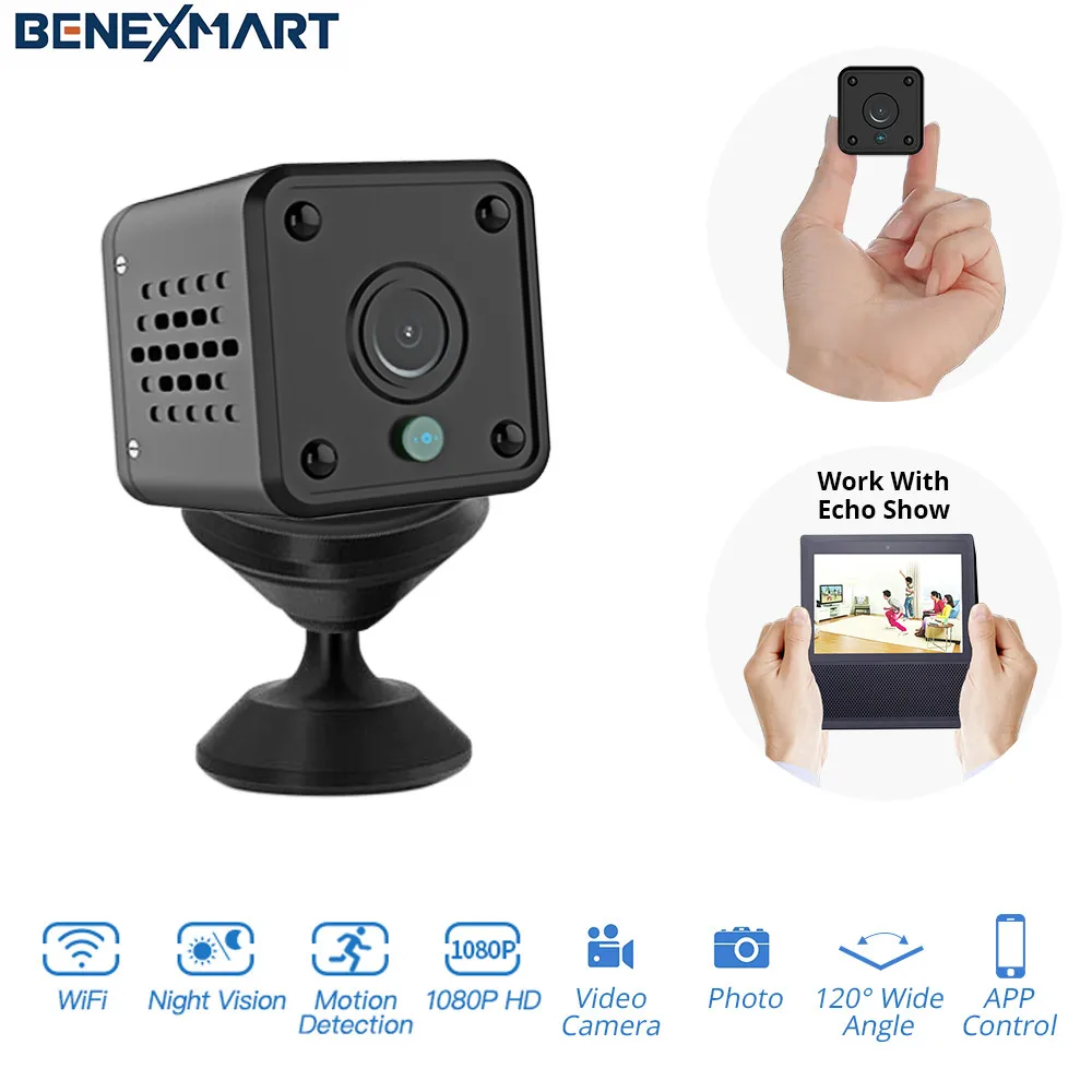 

Tuya Smart Mini Camera Home Security Camera WiFi Night Vision 1080P HD Wireless Surveillance Camera Remote Monitor Echo Show