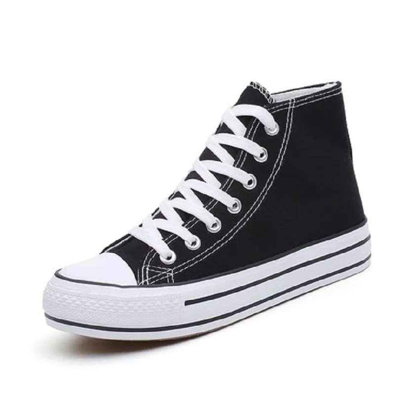 

High-top canvas shoes female 2019 new Korean students wild thick bottom shoes