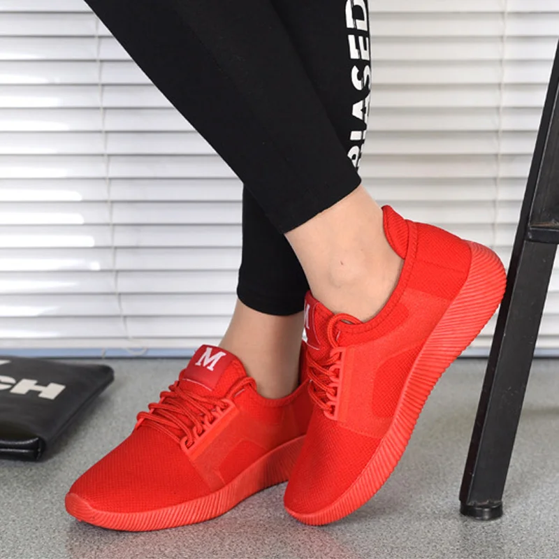 

Women Autumn Casual Flat Platform Sneakers Leisure Footwear Female Mesh Lace Up Breathable Flats Ladies Shoes 2018