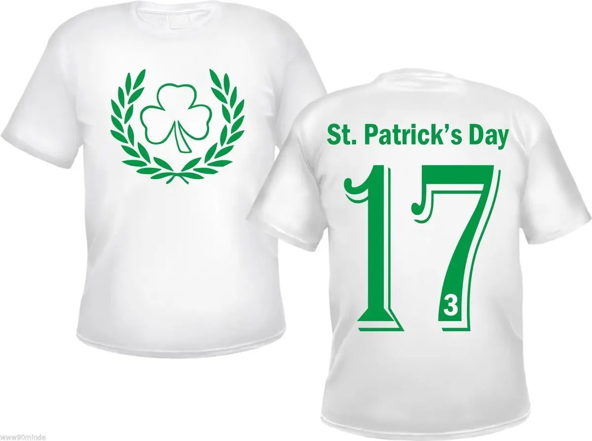 

St.Patrick's Day T-Shirt - Cloverleaf Pattern - White - Ireland Irish 17.3