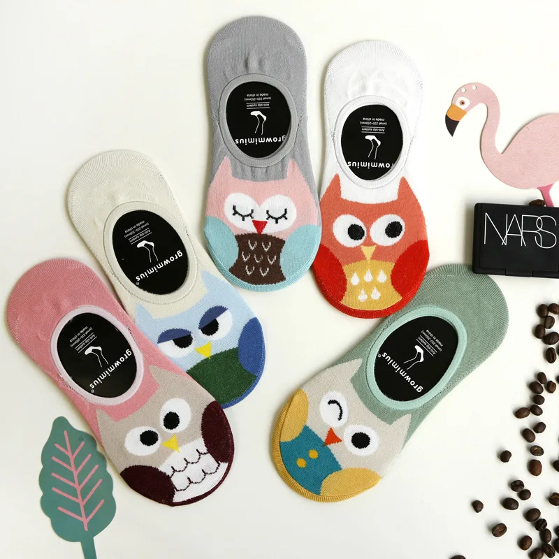

2018 New Meias Summer Autumn Harajuku Owl Socks Candy colors Cute Animal Women's Low Cut Ankle Socks