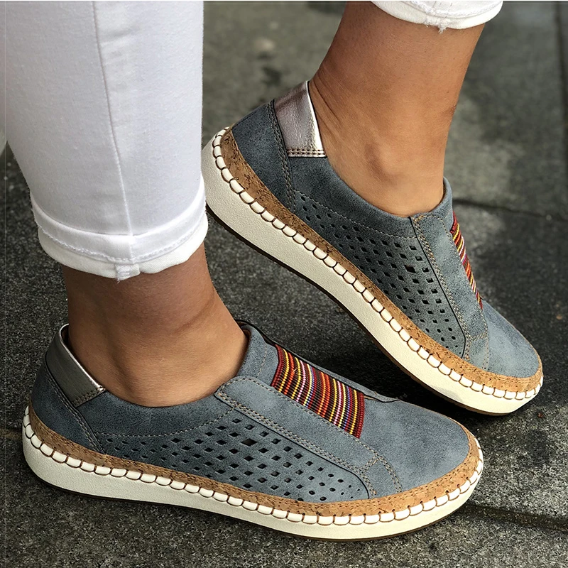 

2019 Spring Summer Women Shoes Slip On Breathable Flats Shoes Fashion Casual Women Sneakers Platform Shoes
