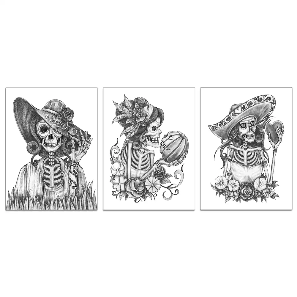 Gorsel Sanat Dekoru Tuval Baski Kafatasi Boyama Kadin Kafatasi Ask