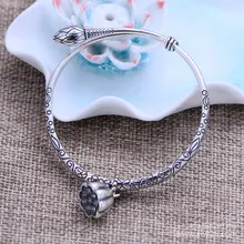 Черный серебряные ювелирные изделия 925 серебряные ювелирные изделия твердого лотоса мода шаблон регулируемый браслет 50506