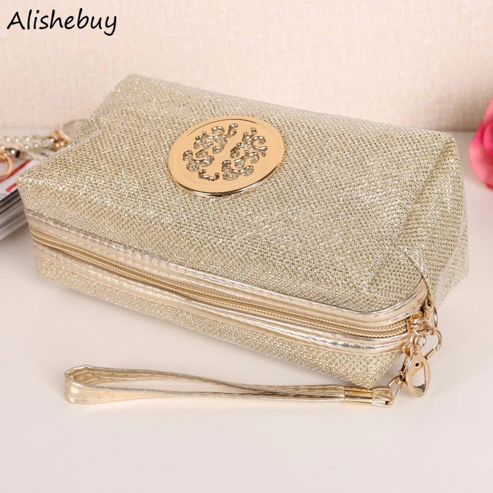 

Woman Makeup Bag Sequins Storage Organization Bag Protable Bathroom Party Travel Cosmetic Bag Shine Metal Make-up Case LPN001321