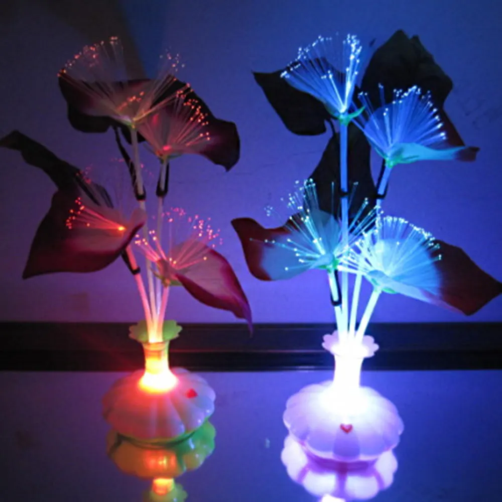LED Optical Fiber Lamp Flower Calla Lily Vase Bouquet Night Light