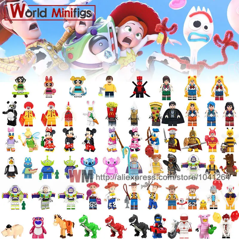 

Single Toy Story 4 Forky Action Buzz Lightyear Woody Aliens Jessie Mouse Mario Stitch Building Blocks Friends Toys