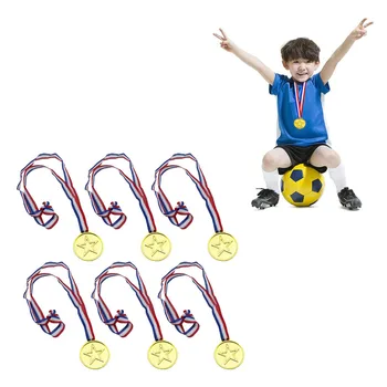 

24pcs Kids Children Gold Plastic Winner Award Medals Toys with Ribbons for Kindergarten School Competitions Garden Party