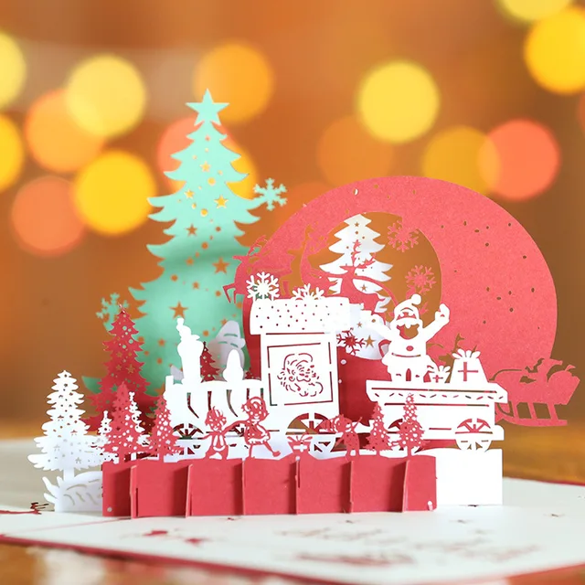 3d popup christmas eve greeting cards handmade paper card christmas decoration souvenir gift thank you card - Handmade Paper Christmas Decorations 3d popup christmas eve greeting cards handmade paper card christmas decoration souvenir gift thank you card - Handmade Paper Christmas Decorations