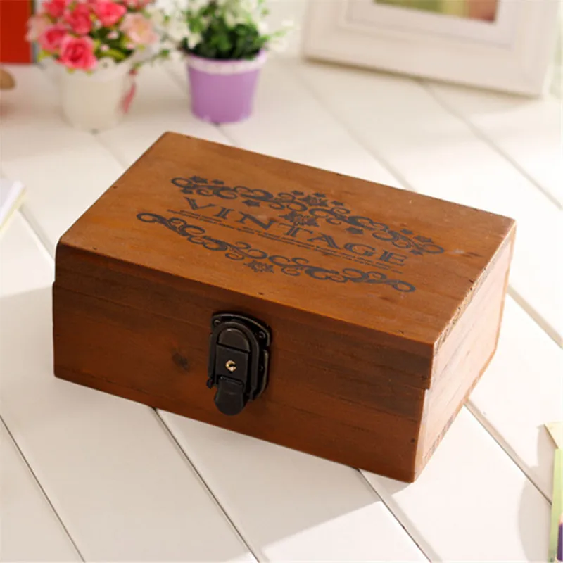 خشبية الرجعية ديكور صندوق تخزين سطح المكتب خزانة منظم أدوات التجميل ماكياج الأدراج مجوهرات القرطاسية صندوق تخزين es الرف