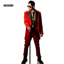 Мужской модный бархатный Повседневный пиджак в стиле ретро, длинный пиджак, мужской костюм в стиле хип-хоп, костюм, сценические костюмы