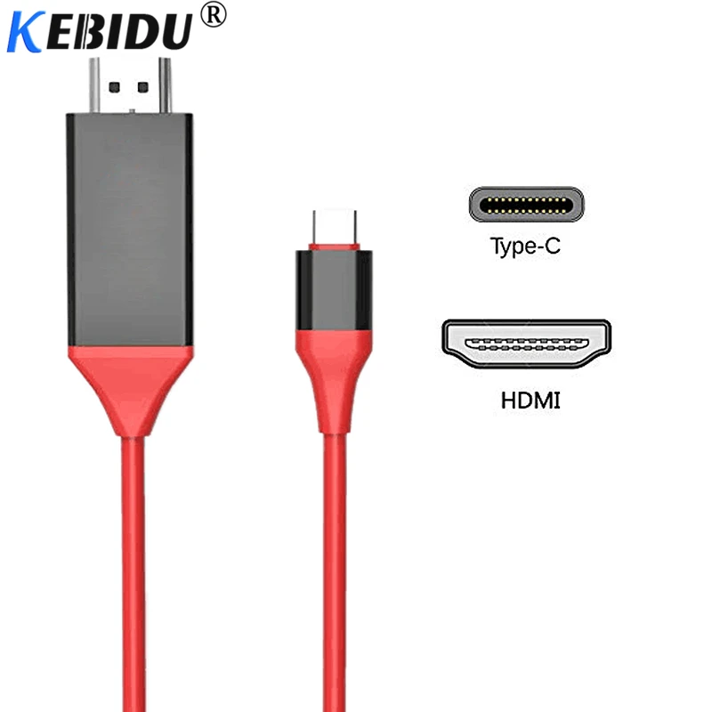 Kebidu 4K HDMI кабель Тип C к штекер 2 м USB 3 1 30 Гц HD Удлинительный преобразователь адаптер