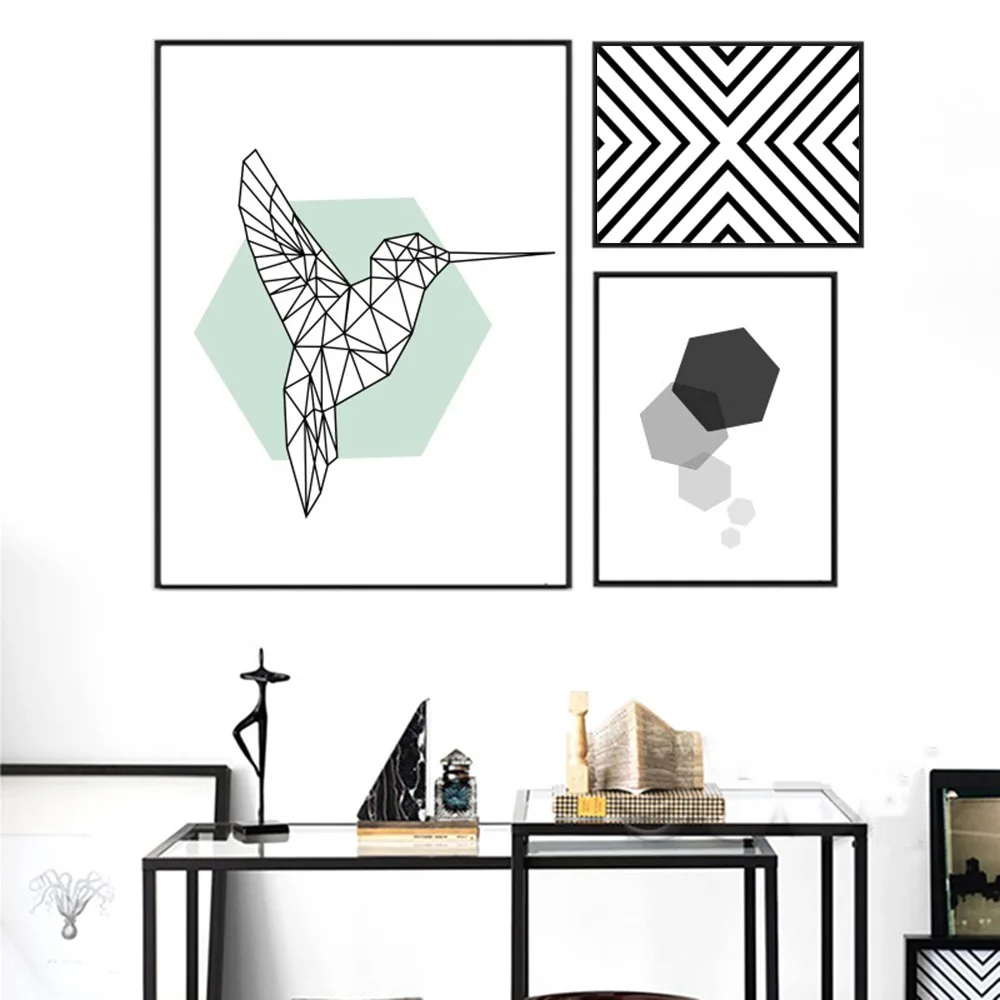 

Nordic Style Abstract Canvas Painting Geometric Animal Poster On Wall Art Picture For Living Room Home Decor Unframed Canvas