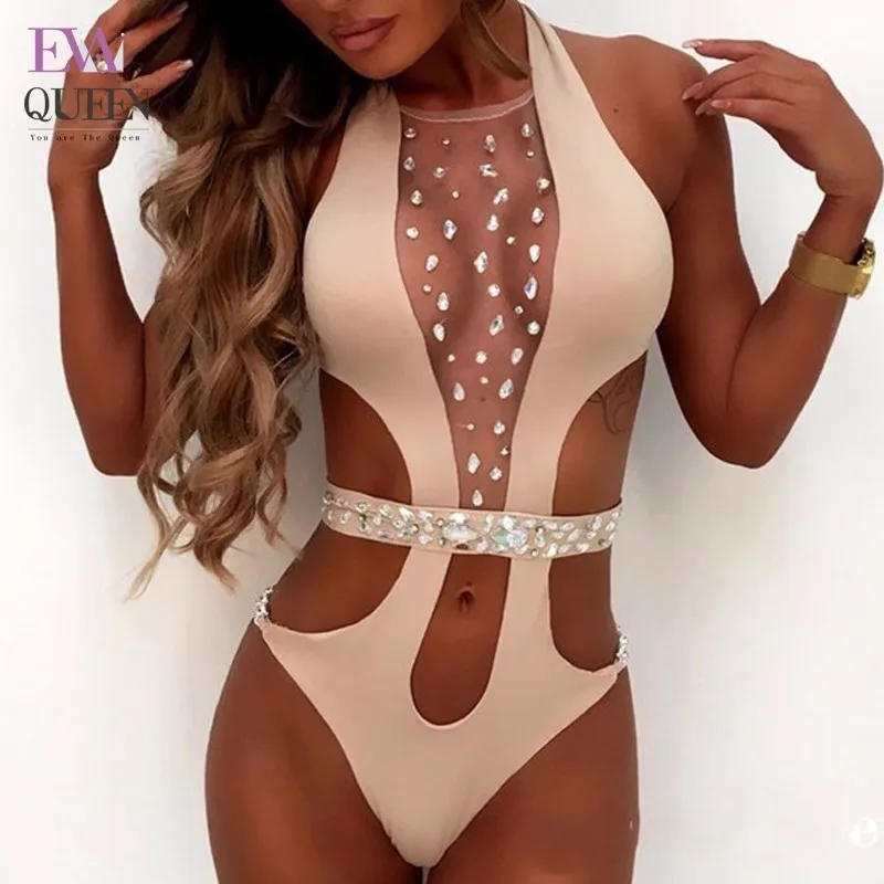 Evaqueen Новый женский боди с глубоким v образным вырезом открытая пляжная одежда