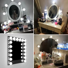 Lámpara de pared LED 16W espejo de maquillaje vanidad Led bombillas estilo Hollywood lámpara LED táctil interruptor USB cosmético iluminado tocador