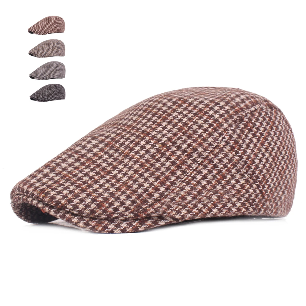 

Autumn Winter Hats For Men Casual Swallow Gird Beret Caps Gorras Planas Boinas Check Flat Cap Adjustable Male Cotton Berets