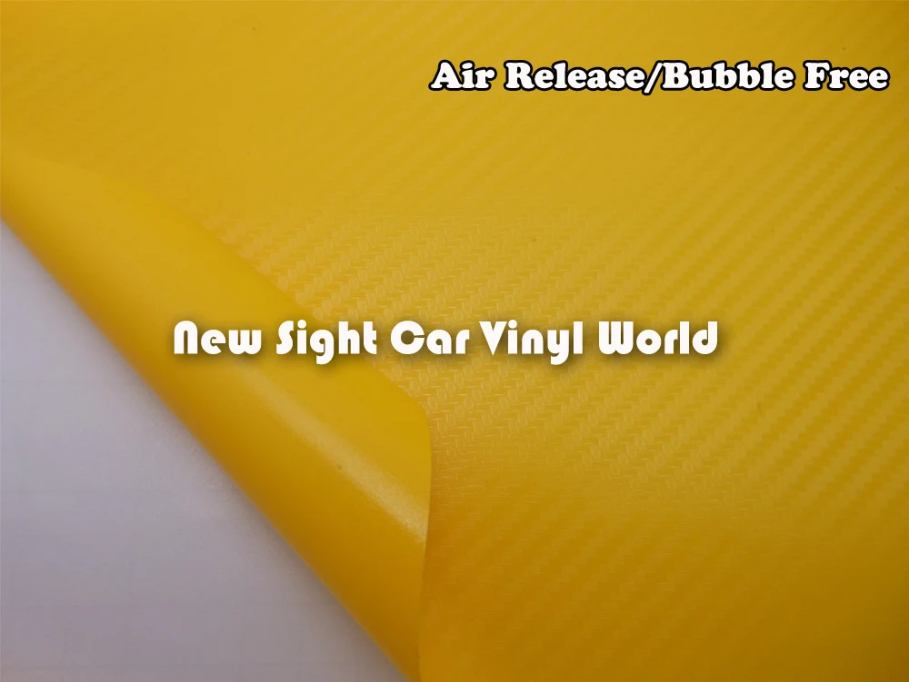 Желтый 3D карбоновая пленка виниловая воздушная пузырьковая пленка для автомобильных наклеек Размер: 1,52*30 м/рулон