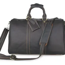Импортная натуральная отличная винтажная кожаная сумка-тоут модная сумка для ноутбука большая сумка для путешествий Duffle Bag 7077Q