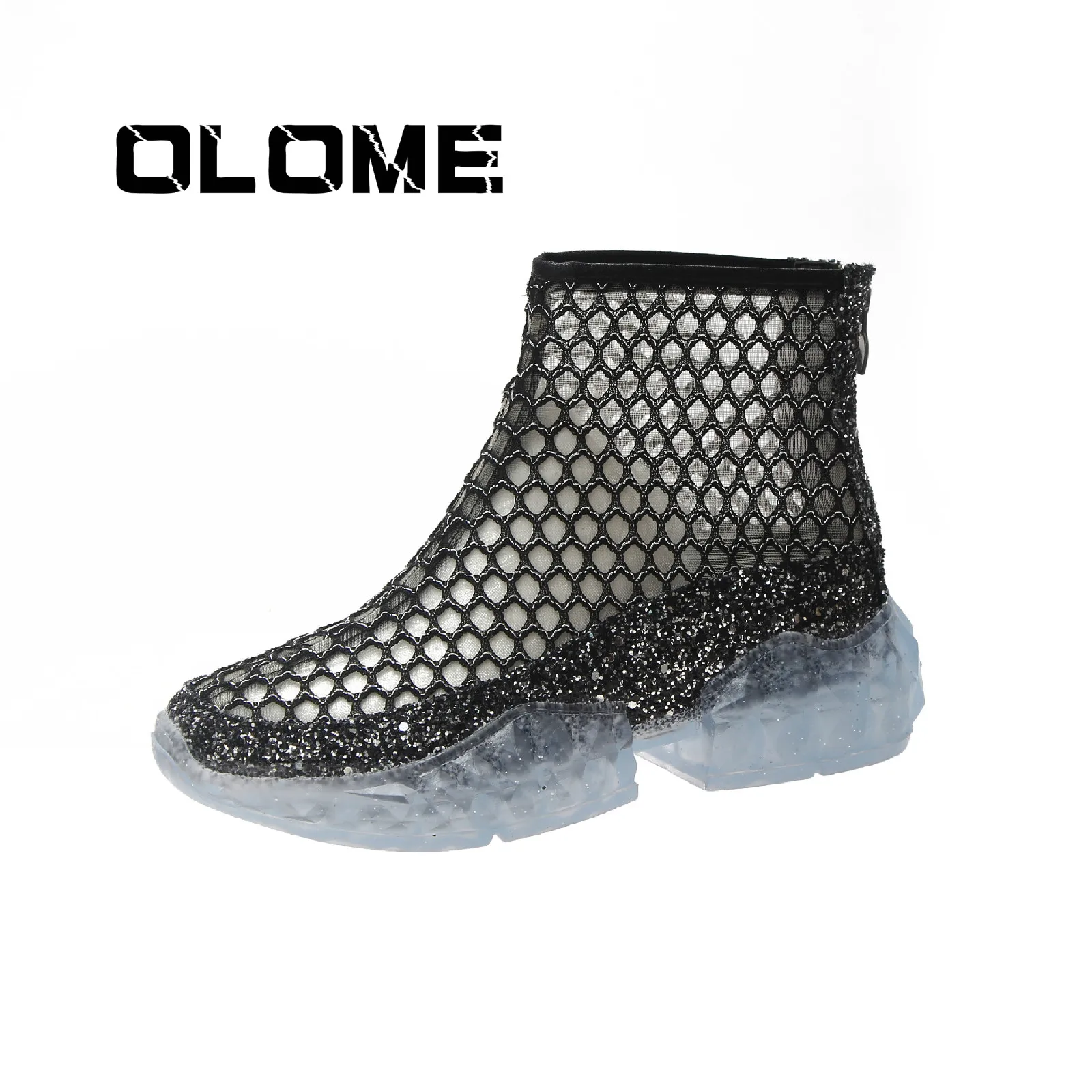 

New Fashion Summer Hollow Women Boots Autumn Knitted Flat Heel Boots Woman's Cool Botas Mesh Breathable Shoes Short Single Boots