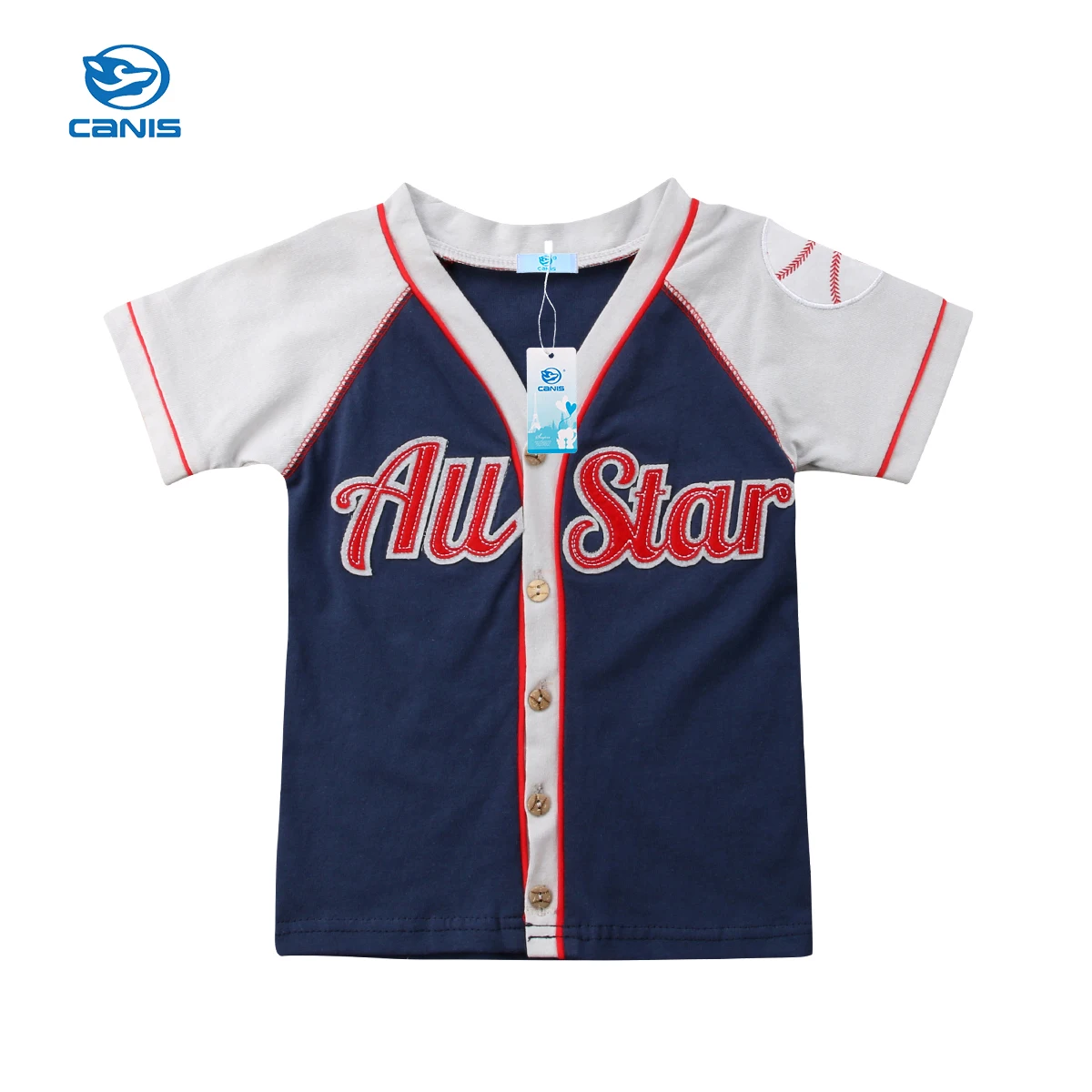 

2018 New Fashion Summer Blue Grey Newborn Kids Baby Boy Cotton All Star Baseball Cardigan Letter T Shirt Tops
