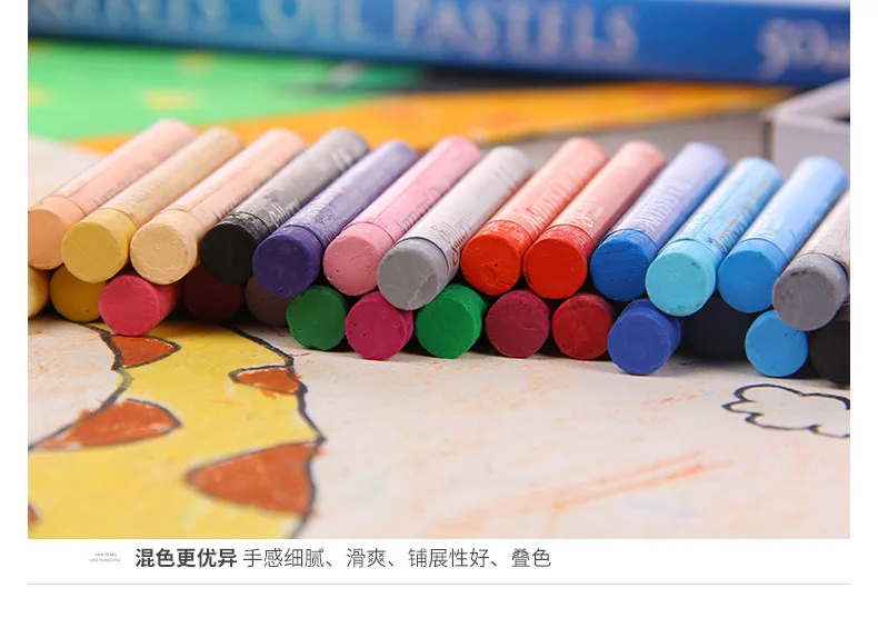 Cute Art Supplies Crayons 50 Colors Soft Oil Pastels For Drawing Set Children Waxes Kids Gift Oil Painting Stick Painting Item