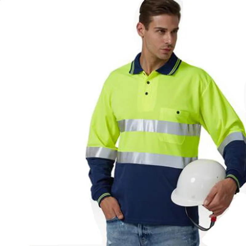 high visibility shirts yellow/navy blue work shirt breathable work