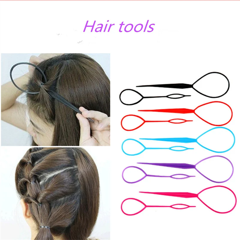 

2Pcs/Set Women Hair Loop Clip Headwear Styling Tool Ponytail Braid Maker Hair Women Girls High Quanlity Diy Hairstyles Magic