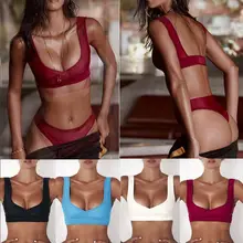 Для женщин Мягкий Бюстгальтер Push Up повязки бикини сплошной купальник Треугольники Купальники для малышек купальный