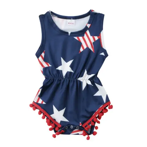 

America Flag Newborn Baby Girl Infant Romper Jumpsuit Outfit Clothes