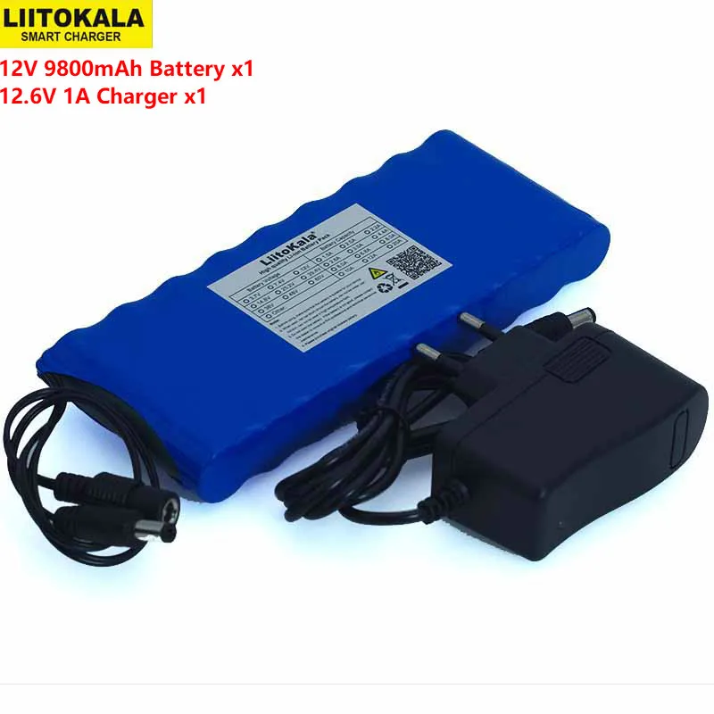 Liitokala 12 v 9.8Ah 9800mAh 18650 аккумуляторная батарея 12V Защитная плата CCTV монитор + 6 V 1A