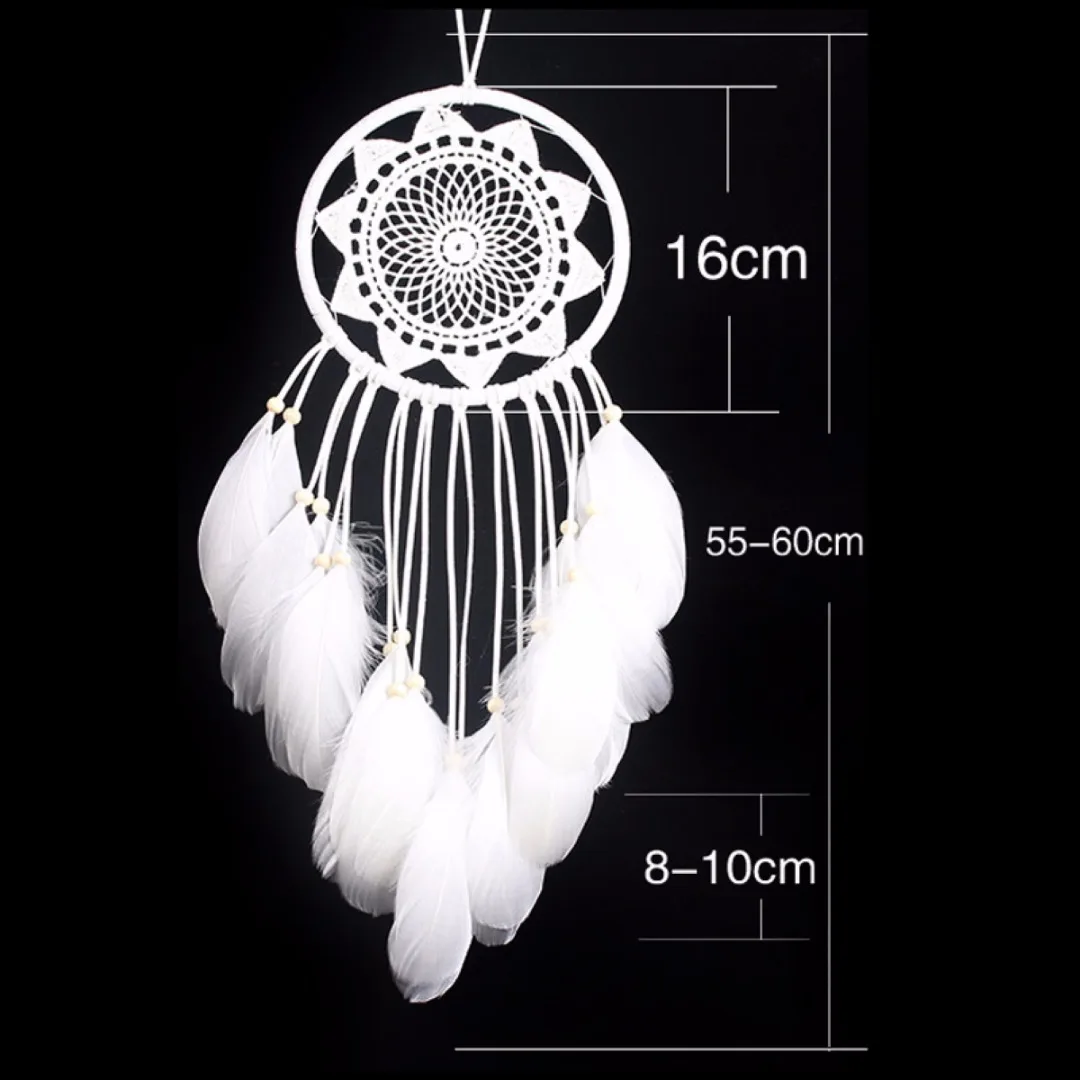 White Boho Style Sunflower Lace Dream Catcher Feather Dreamcatcher Kids Room Gift
