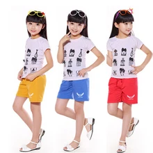 Спортивные шорты для девочек Лето г., лидер продаж, удобные хлопковые шорты с принтом для детей от 3 до 11 лет универсальные подарки по низкой цене