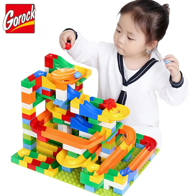 

54-248PCS Marble Race Run Maze Ball Track LegoINGs Duplo DIY Building Blocks Sets Funnel Slide Big Size Bricks Toys for Children