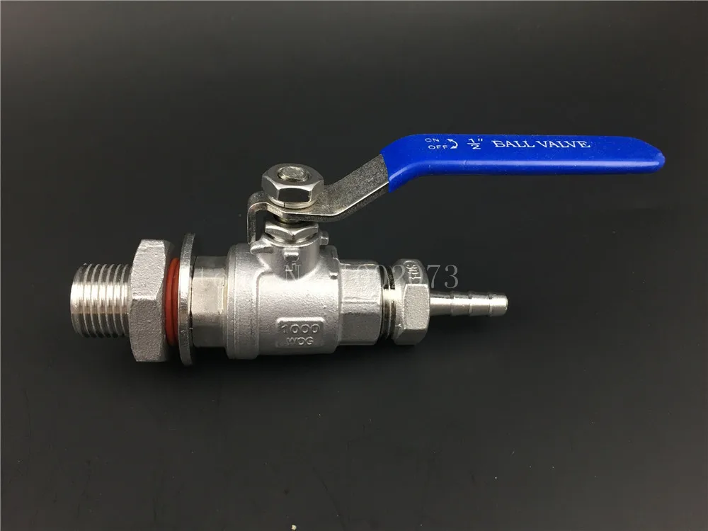

Weldless Compact Ball Valve, 1/2" 304 Stainless Steel Beer Ball Valve & Barb Fitting brewing Beer Kettle Fermenter